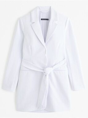 Abercrombie & Fitch White Belted Blazer Mini Dress Size LP NWT Tailored Wrap